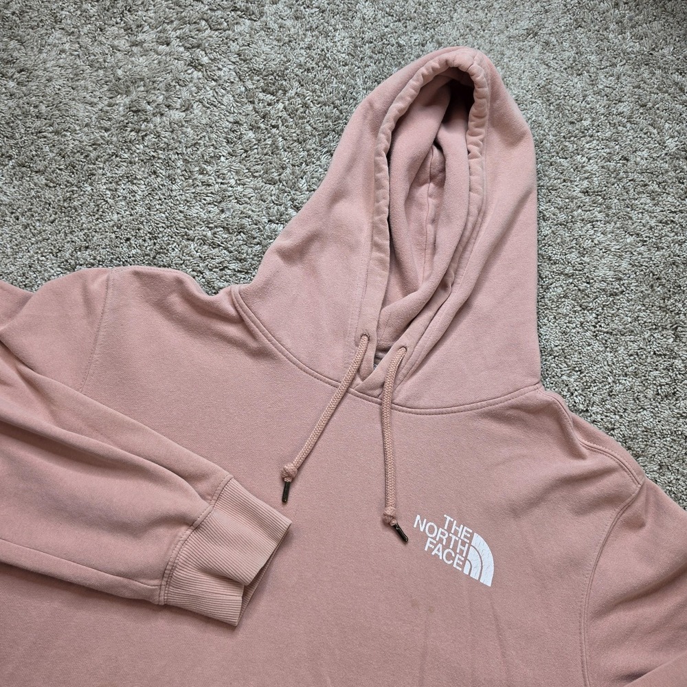 The North Face Hoodie Mens XL Pink Pullover Fleece Hooded Pockets Drawstring